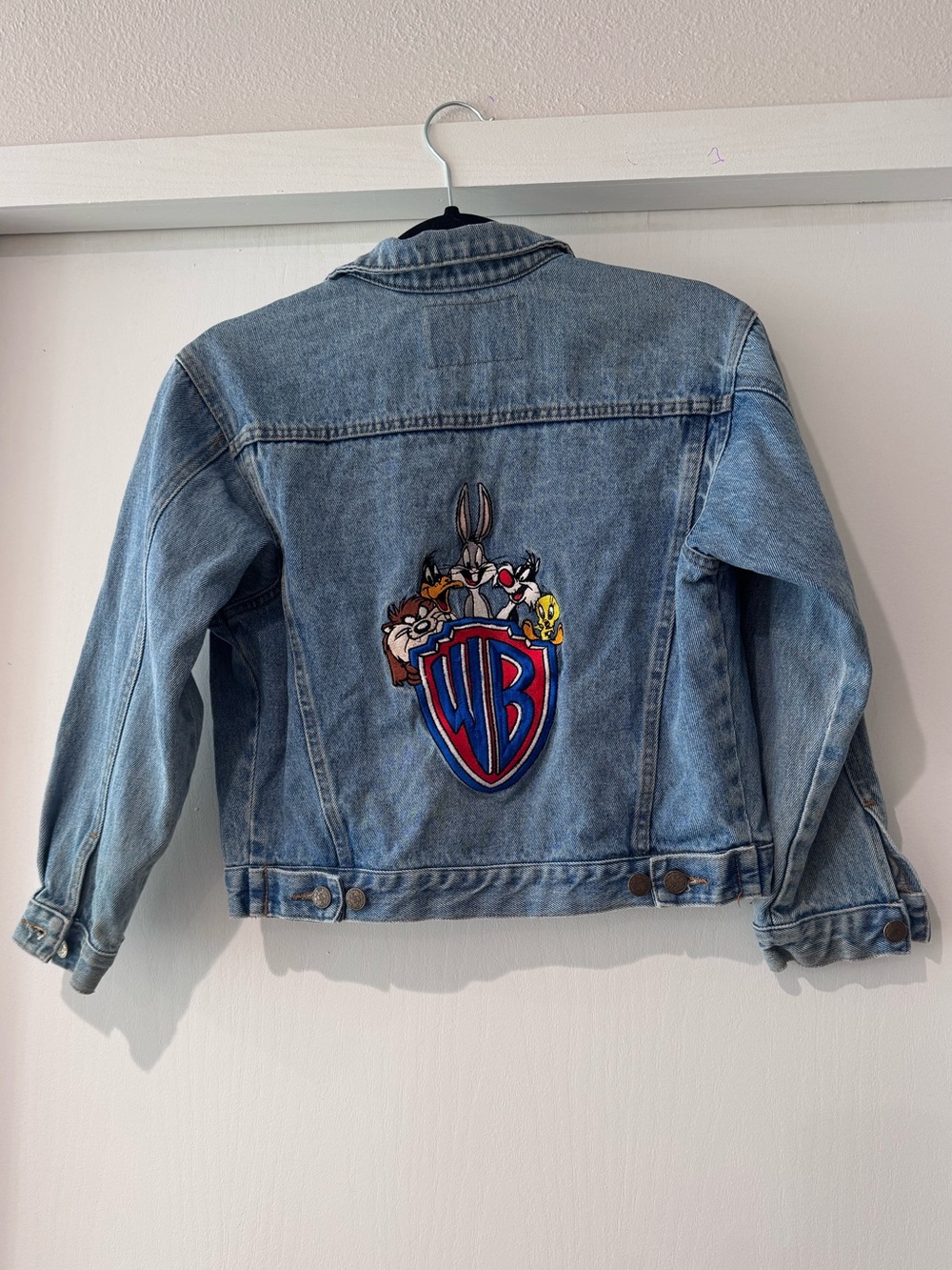 Vintage Warner Bros. Kids Light Blue Denim Jacket with Looney Tunes Embroidery